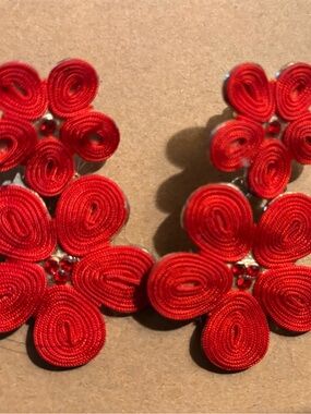 Red Floral Drop Earrings for Women - Elegant Statement Jewelry